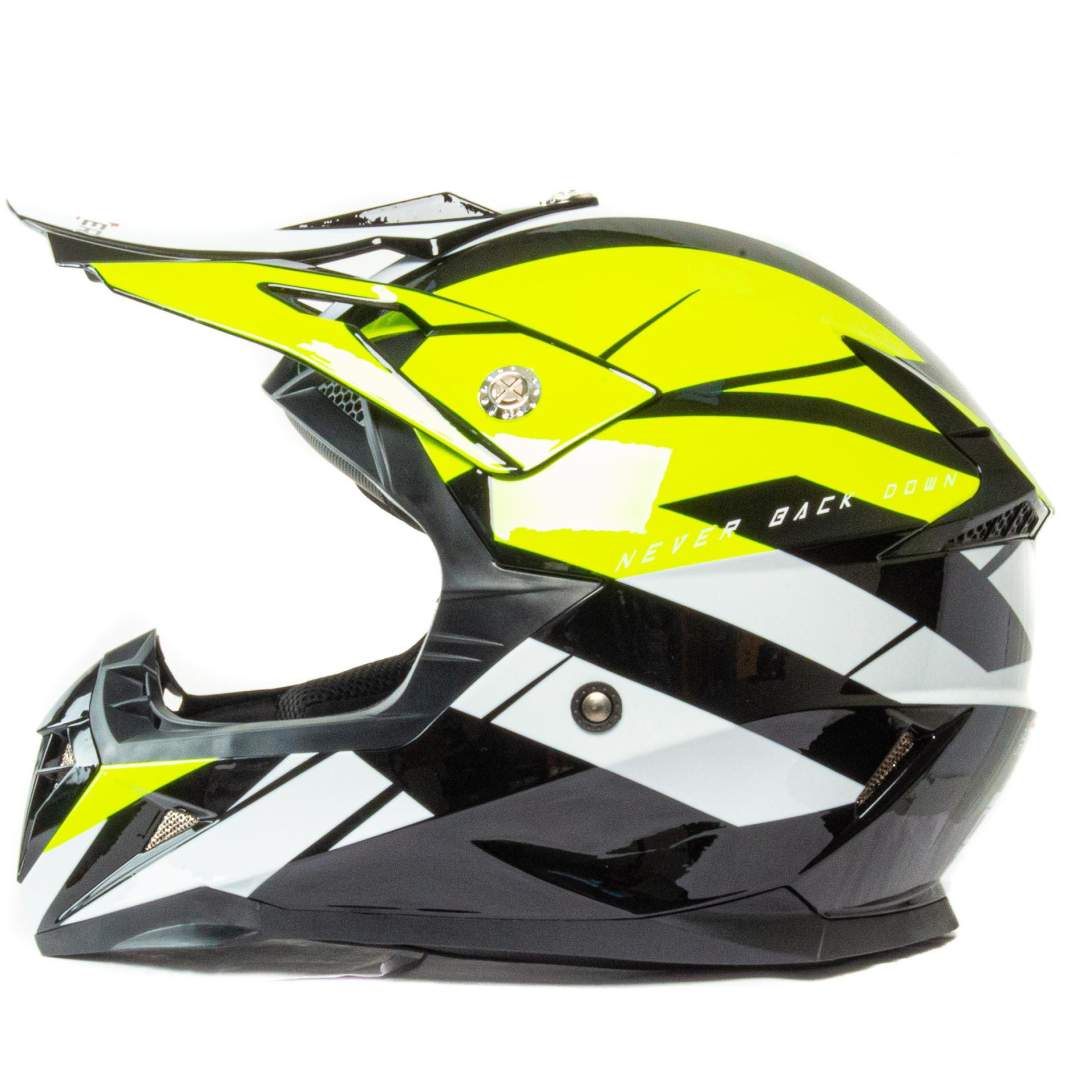 Шлем мото кроссовый HIZER 915 №7 (M) neon/yellow/white